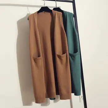 

Autumn Knitted Cardigans Sweater Vest Women Casual Sleeveless Loose Cardigan Sweater Female Vest Elegant Cardigan Women Q1663