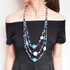 MANILAI Boho Multicolor Woods Necklaces For Women Long Wooden Beads Pendant Statement Necklace Beaded Ethnic Jewelry Handmade ► Photo 3/6