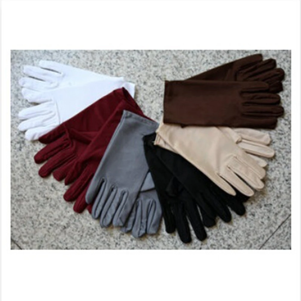 Элегантные женские вечерние Формальные Выпускные эластичные атласные перчатки на запястье стильные эластичные солнцезащитные перчатки для защиты рук Рукавицы
