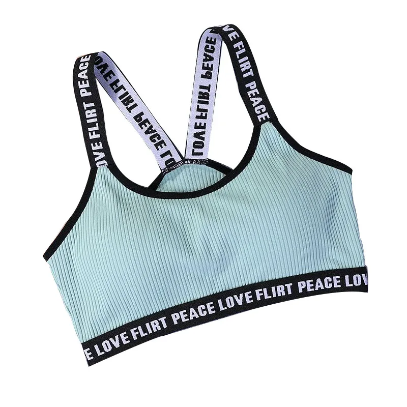 Letter tops women Pure Cotton Underwear Sports Girl s vest-style Brassiere with Alphabetic Beauty Back Wrapping Thread Patte Letter tops women Pure Cotton Underwear Sports Girl s vest-style Brassiere with Alphabetic Beauty Back Wrapping Thread Patte
