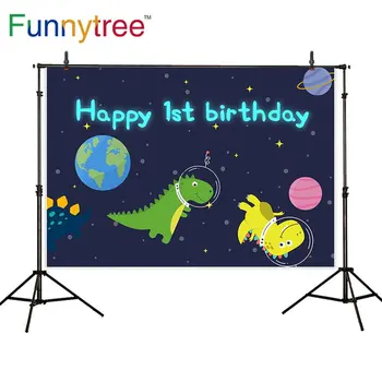 

Funnytree backdrop for photographic studio Space cartoon birthday Planet dinosaur child custom background photocall photobooth