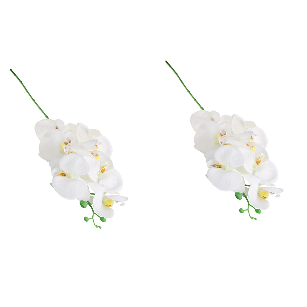 93cm Long Stem Artificial Phalaenopsis Butterfly Orchid Flower White Wedding Party Decoration Supplies 2Pcs