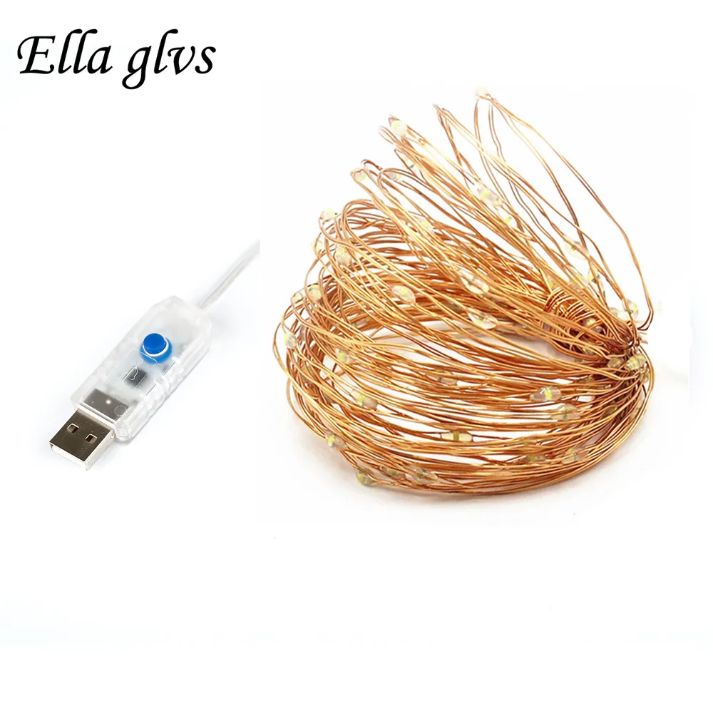 LED Strings USB Copper Wire Fairy String Lights 10m 5m 8 Modes