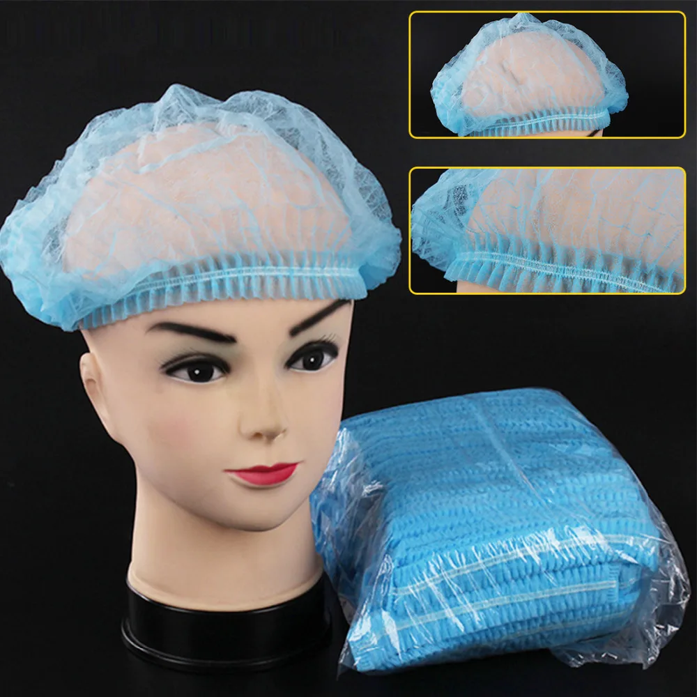 

Anti Dust Hat for Beauty Salon Semi-permanent Tattoo Accessories 50pcs Blue Non-woven Disposable Hygiene Caps Pleated Sterile