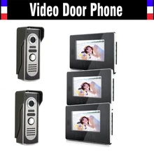 7 “Lcd Color Con Cable de Teléfono Video de La Puerta Sistema de Intercomunicación de Vídeo Timbre de La Puerta de La Visión Nocturna de Vídeo Timbre 2V3 Videoportero Monitores