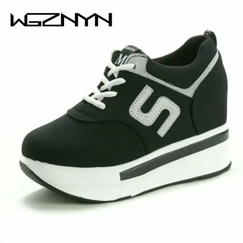 

NEW Women Sneakers Fashion Women Height Increasing Breathable Lace-Up Wedges Sneaker Platform Shoes Canvas Woman Casual Shoes W4