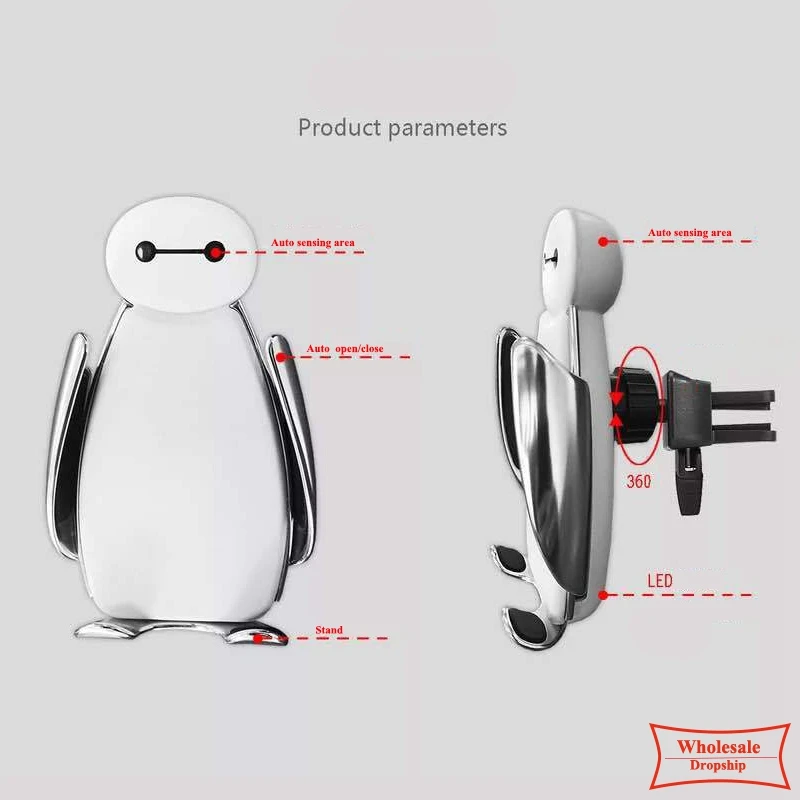 

NEW 10W Qi Fast car charger Wireless Smart sensor phone holder automatic airvent for iphone8/X for Samsung S8 S9 S10 Baymax