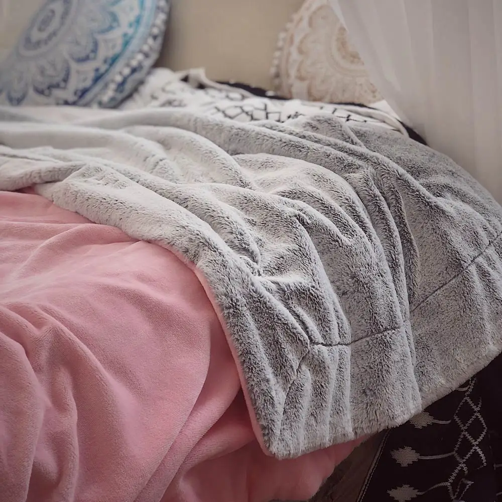 Двойной слои Реверсивный искусственный мех одеяло для кровать искусственный мех кролика норки пледы серый розовый пушистый теплый Чехлы