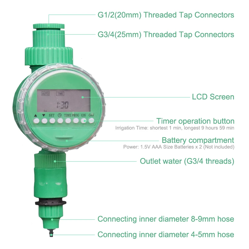 ЖК-таймер для воды в саду, автоматический Электрический цифровой таймер для орошения, система полива, интеллектуальный контроллер для полива цветов
