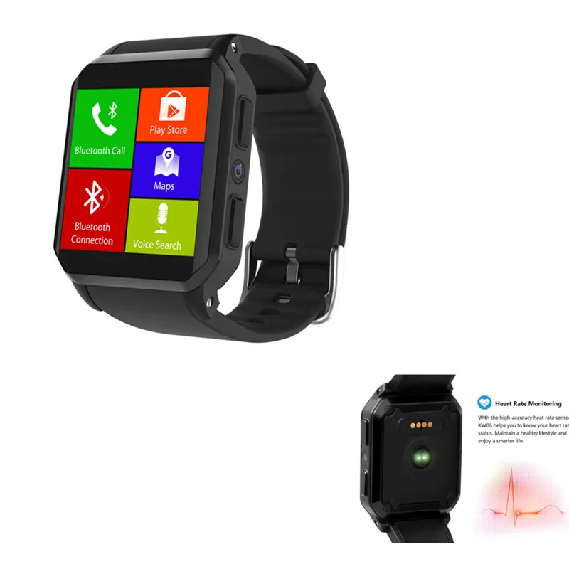 

smart watches KW06 relogio inteligente with heart rate monitor 3G GSM WCDMA WiFi 8GM/ROM VS Z01 X02S H5 smart clock