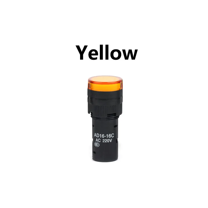 16 мм панель крепления сигнала питания светодиодный индикатор светильник синий зеленый красный белый желтый Пилот лампа DC 12 24 AC 36 48 110 220 380 В AD16-16C - Цвет: Yellow 16mm