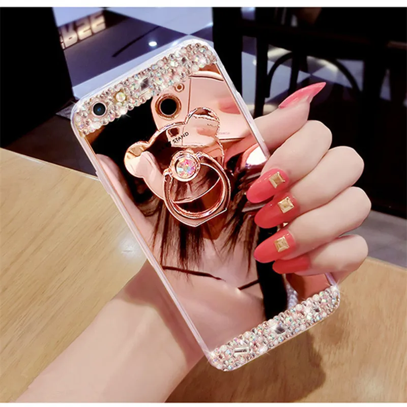

Luxury Mirror Mobile Phone Cases For Samsung S10 Plus Lite Note 9 8 With Finger Ring Holder Covers Accessories Capa De Celular