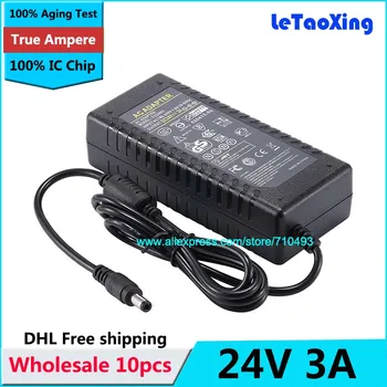

10pcs With IC Chip AC DC Power Supply 24V 3A 72W Adapter Charger Transformer For LED Strip Light CCTV Camera Free shipping