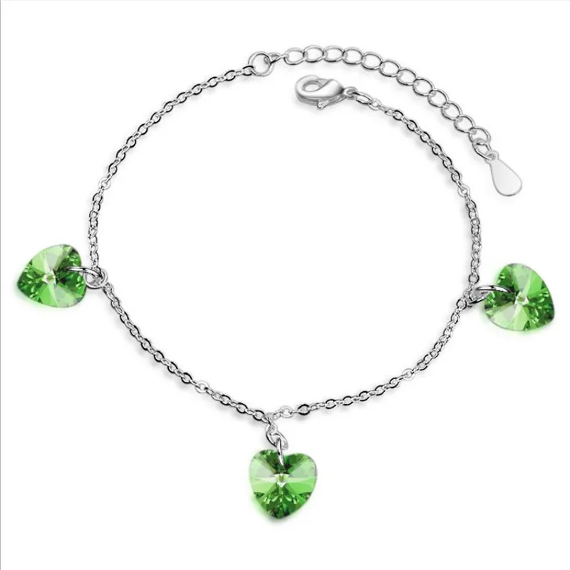 

Everoyal Charm Crystal Pink Heart Girls Bracelets Jewelry Women Trendy 925 Sterling Silver Bracelet Female Accessories Silver