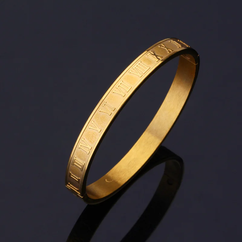 U7 Roman Numerals Vintage Bangle Gold Silver Color 316l Stainless U7 Roman Numerals Vintage Bangle Gold Silver Color 316l Stainless Steel Women Men Jewelry Bracelet Whole H478 In Bangles From