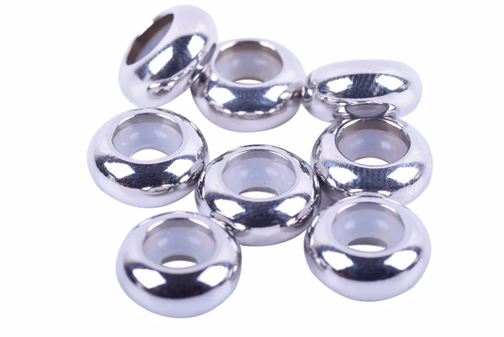 3-Size 50 pcs 304L Stainless Steel Rubber Stopper Spacer Beads inlaid with rubber ring for Charms Bracelet Making--PAT240 | Украшения и