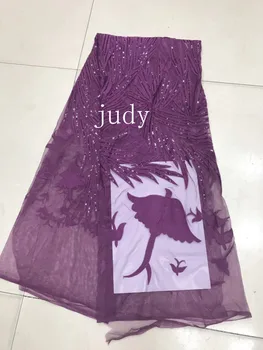 

sequin fabric Free shipping stock 5yards xc002# Violet tulle mesh lace fabric for bridal wedding dress/sawing