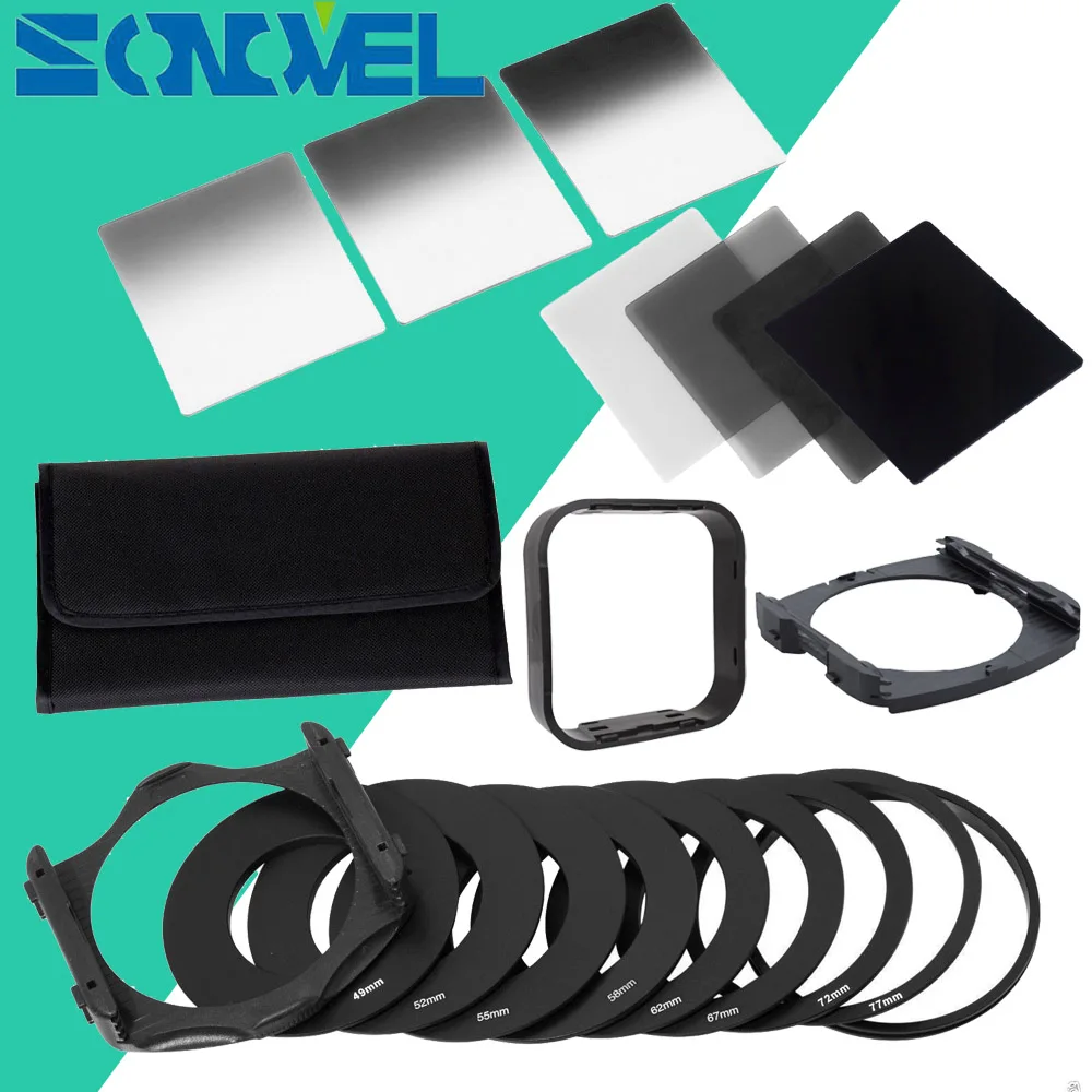 Complete ND2 ND4 ND8 ND16 Neutral Density Square Filter Set for Cokin P+Filter Holder+Adapter