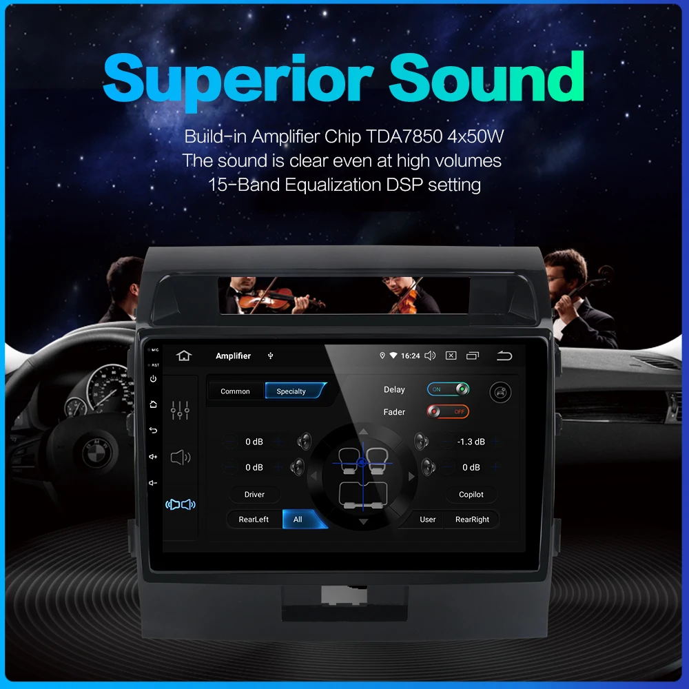 Perfect Dasaita 10.2" Android 9.0 Auto Car 1 Din Radio for Toyota Land Cruiser LC200 2008 2009 2010 2011 2012 2013 TDA7850 4GB RAM 3