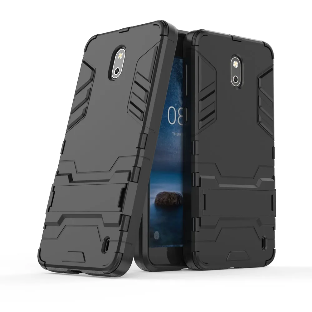 2 In 1 TPU &amp Hard PC Hybrid Armor Case With Kickstand Shockproof Impact Protective Back Shell Cover For Microsoft Nokia Nokia2 |