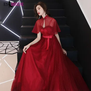 

Red Evening Gowns for Women Short Sleeve Elegant Evening Dresses Long 2019 Special Occasion Dresses A-line Evening Dress ES2444