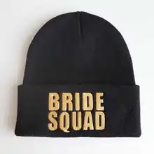 WZCX новая вязанная шапка с вышивкой для команды невесты, Повседневная теплая шапка бини для осени зимы, шапка для взрослых