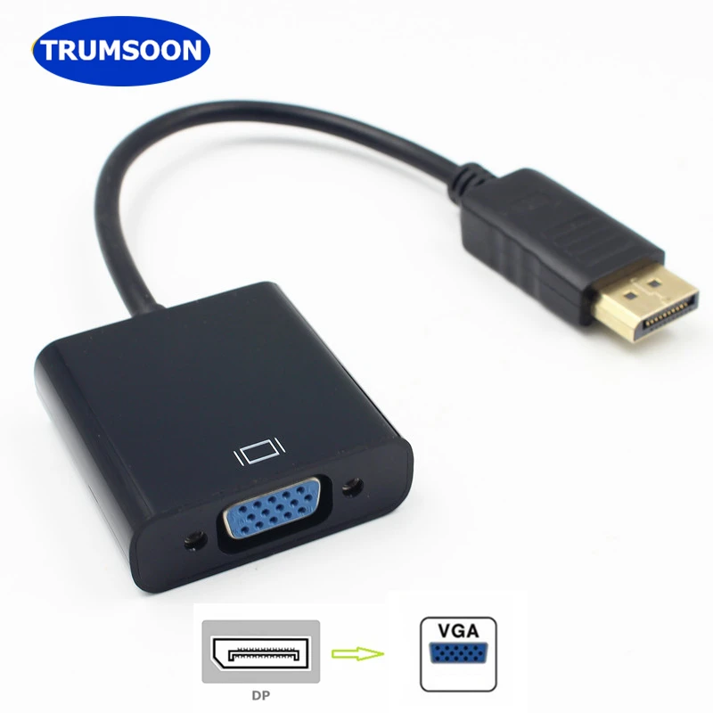 

Trumsoon DP to VGA Adapter DisplayPort to VGA Cable Adapter Male to Female Converter 1080P for HDTV Laptop PC Projector