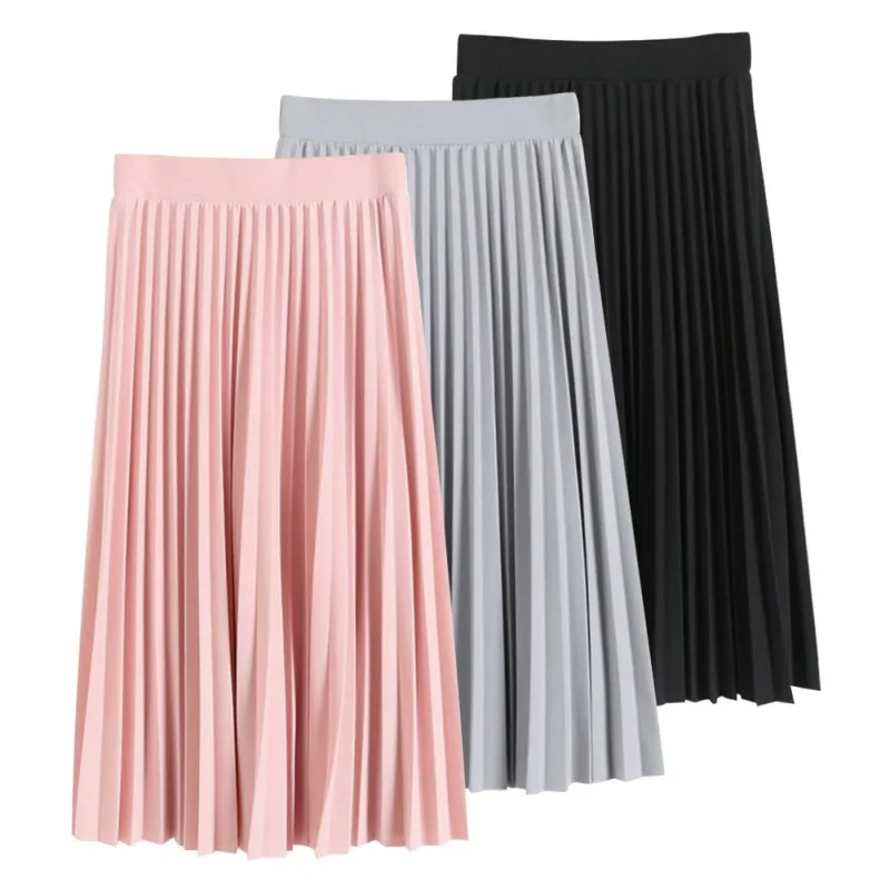 Buy Fashion Women Skirts High Waist Pleated Knee
