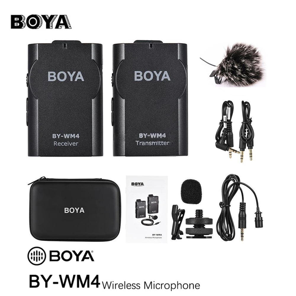 BOYA BY-WM4 беспроводной Студийный конденсаторный микрофон Система петличный нагрудный микрофон для интервью для iPhone Canon Nikon камера Smooth 4