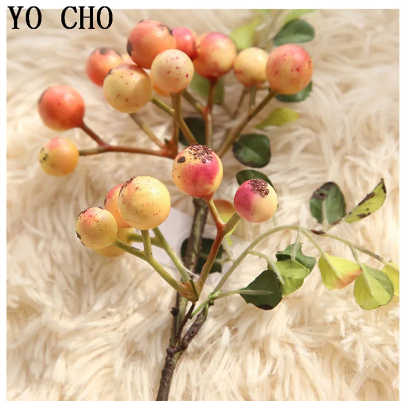 YO CHO 2pcs Artificial Plants Real Touch Vivid Fake Berries Harvest
