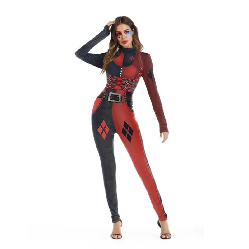 

Movie Harley Quinn Bodysuit Suit Suicide Squad Cosplay Costume Halloween For Woman Jumpsuits