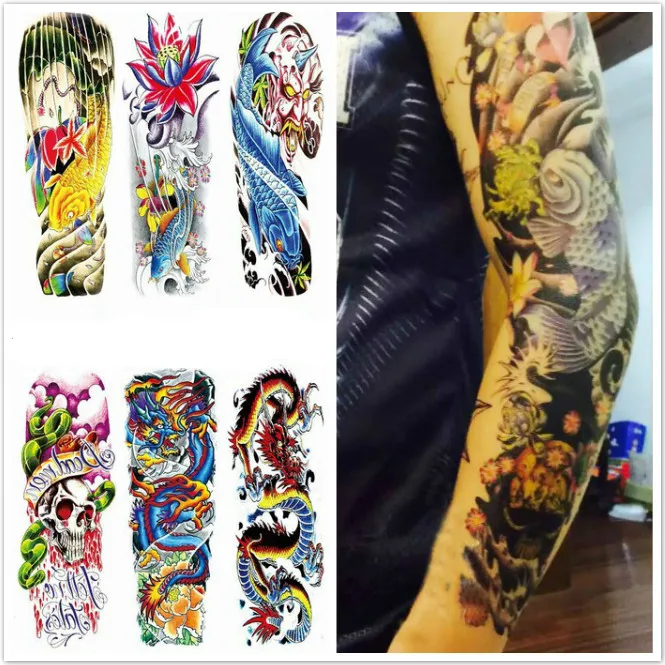 Wholesale New Large Waterproof Full Arm Tattoo Leg Sticker Tatoo