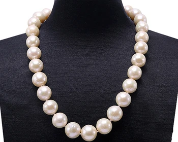 

Eye-dazzling Huge Big 13.5-16.5mm White Edison Pearl Necklace Wedding Necklace