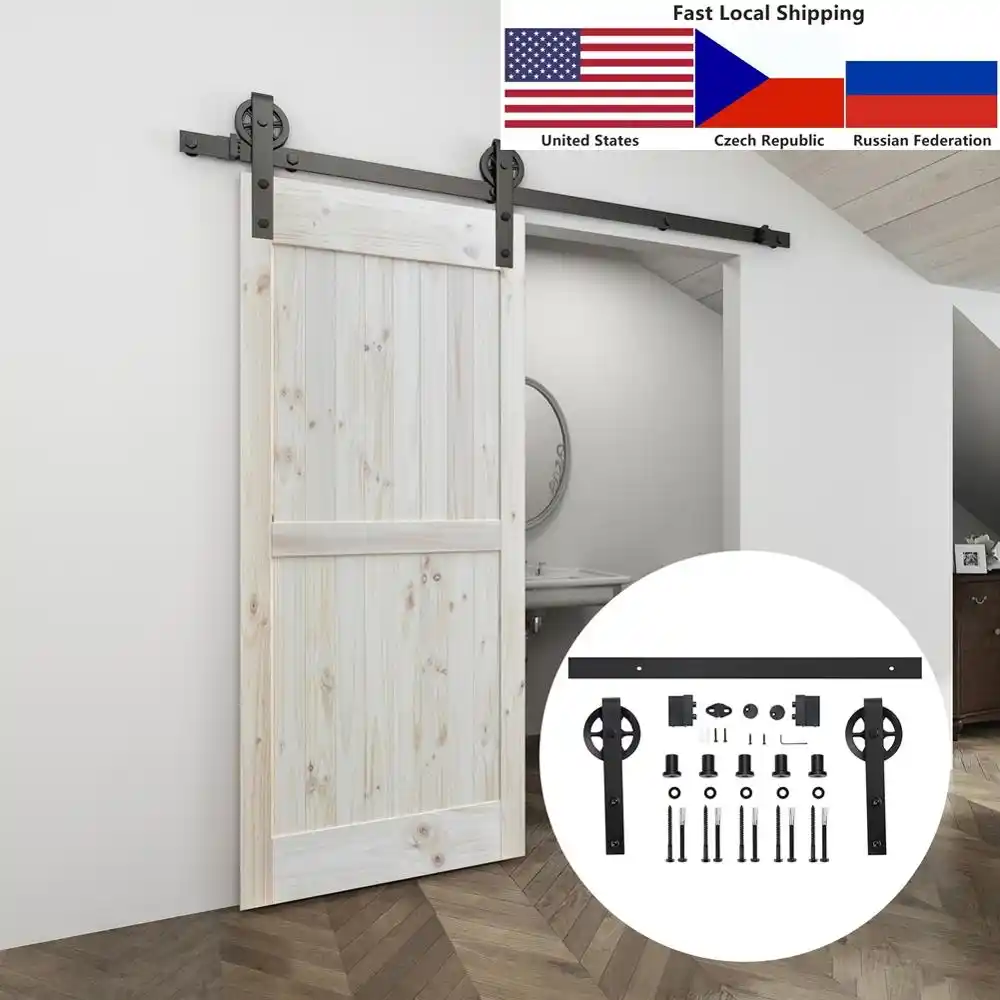 4.9FT/6FT/6.6FT черная углеродистая сталь большая вешалка ролик внутреннее оборудование для раздвижной двери сарая - изображение