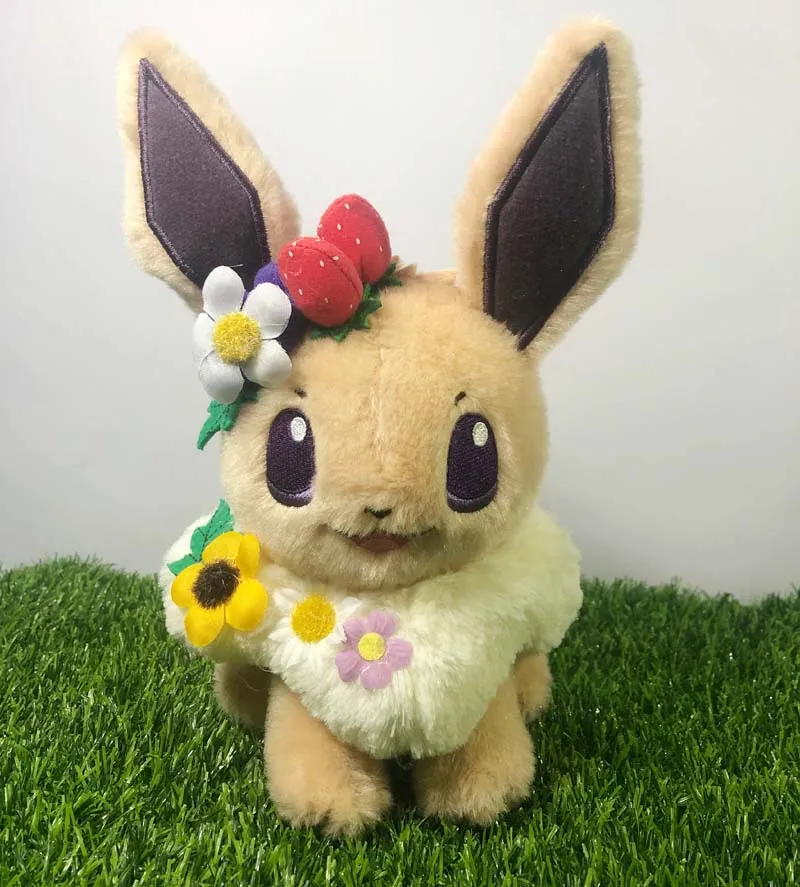 Японская аниме игра Пикачу и Eievui Пасхальный Eevee с цветком плюшевая кукла мягкая игрушка ограниченная плюшевая кукла игрушка