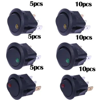 

5/10pcs LED Dot Light 12V 12A Car Boat Round Rocker ON/OFF Toggle SPST Switch Auto Boats Motorcycles Switch