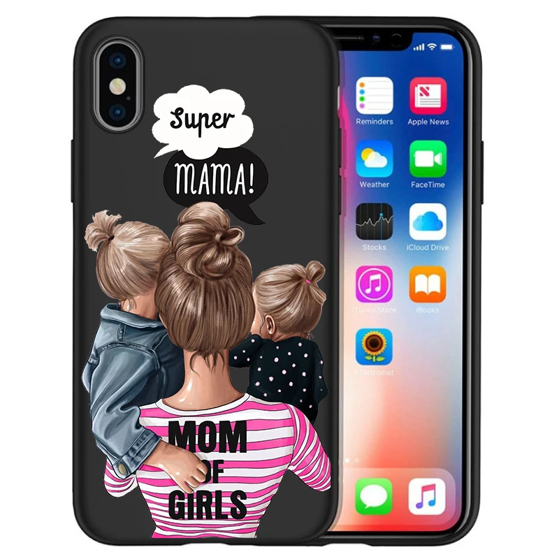 14 Чехол для iPhone xr, чехол для iPhone 7, чехол X XS MAX 8, 6, 6S Plus, 5, 5S, SE, супер, для мамы, девочки, каштановые волосы, мама, ребенок, мышь, Etui, чехол - Цвет: 14