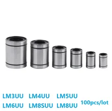 100 pcs/lot lager LM3UU LM4UU LM5UU LM6UU LM8SUU LM8UU 8mm Linear motion kugellager buchsen für 3D drucker CNC router