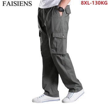 

Summer Big 5XL 6XL Men Cargo Pants Pocket Plus Size 7XL 8XL Out Door Safari Style Armygreen 46 48 130KG Black Free Loose Pants