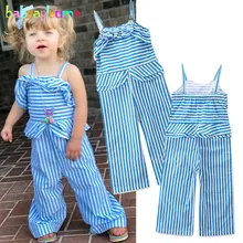 Новые Летние Стильные комбинезоны для малышей 1-5 лет, детская одежда, Модный хлопковый комбинезон в полоску для маленьких девочек, детские штаны, BC1331