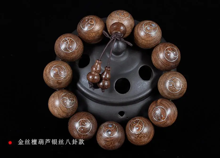 

Koraba Fine Jewelry 20mm Beautiful Fashionable Round Natural Sandalwood Mosaic Silver Bracelet Free Shipping