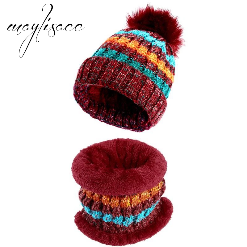 

Maylisacc Women Winter Warm Knitted Hat With Scarves Fashion Comfortable for Women Outdoor Sport Skating Skiing Scarf Hat Set