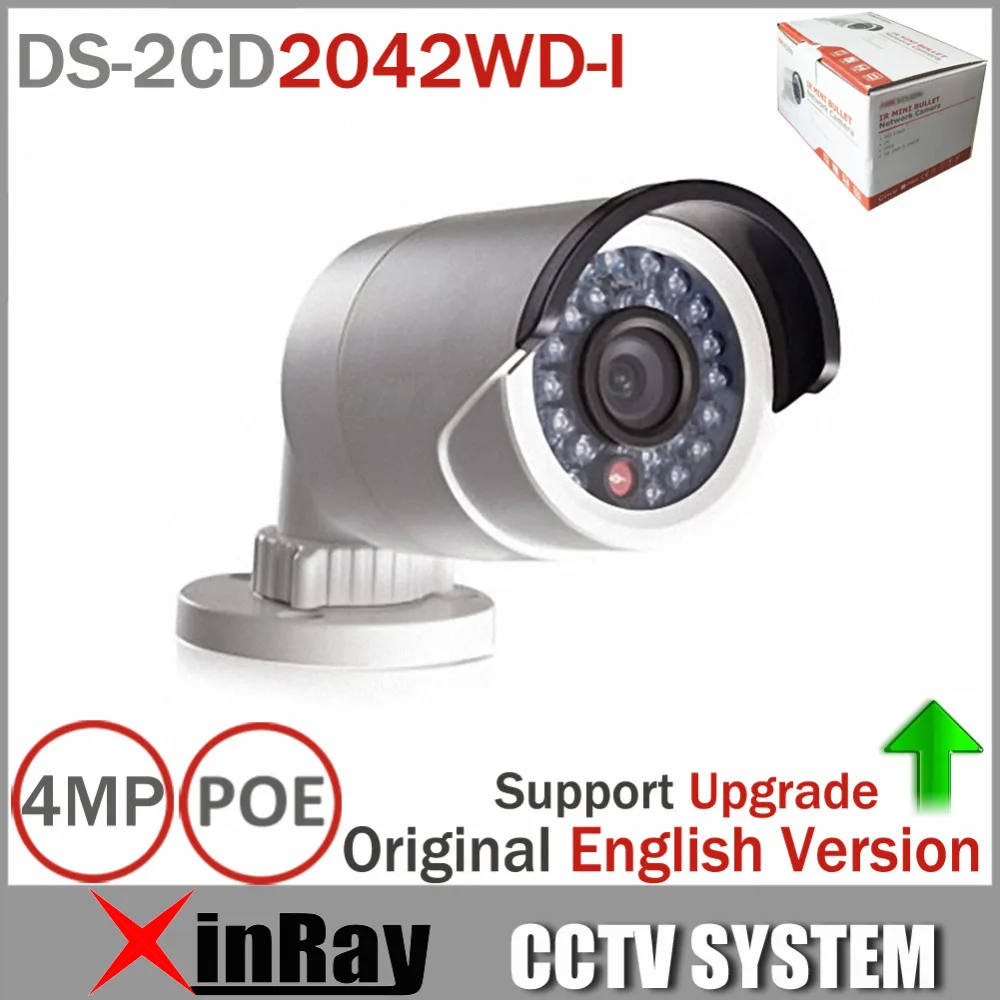 Original DS-2CD2042WD-I Full HD 4MP High Resoultion 120db WDR POE IR IP Bullet Network CCTV Camera English Version