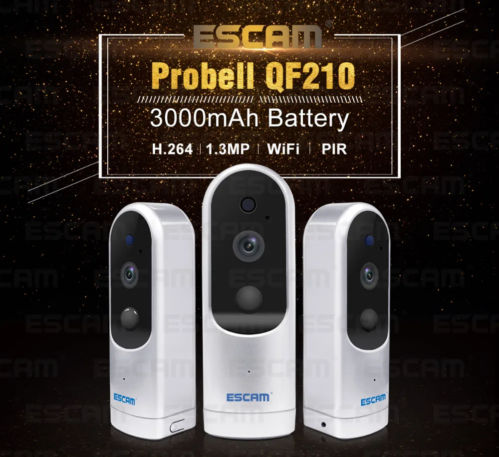 ESCAM Probell QF210 2,8 мм объектив HD 960P WiFi IP ИК камера Поддержка Камера видеонаблюдения ONVIF 3000 мАч 64 Гб CCTV камера детский монитор