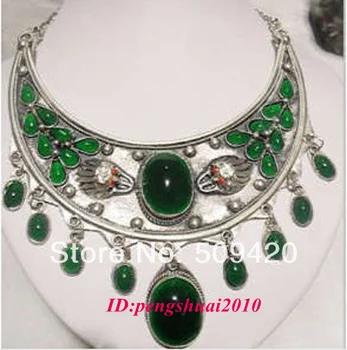 

Wholesale>Ethnic Carved Tibet Green Women Tribal Bib Necklace Chocker Jewelry #@