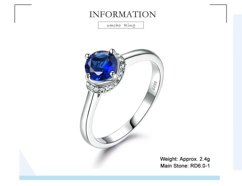 UMCHO Sapphire 925 sterling silver rings for women RUJ090B-1-pc (2)