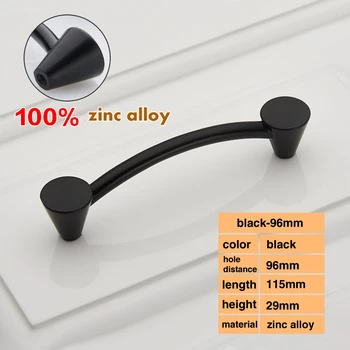 

96mm Matte Black Kitchen Pulls Classical Thick Handles Drawer Knobs Aesthetics Cupboard Closet Wardrobe Door Knob Black