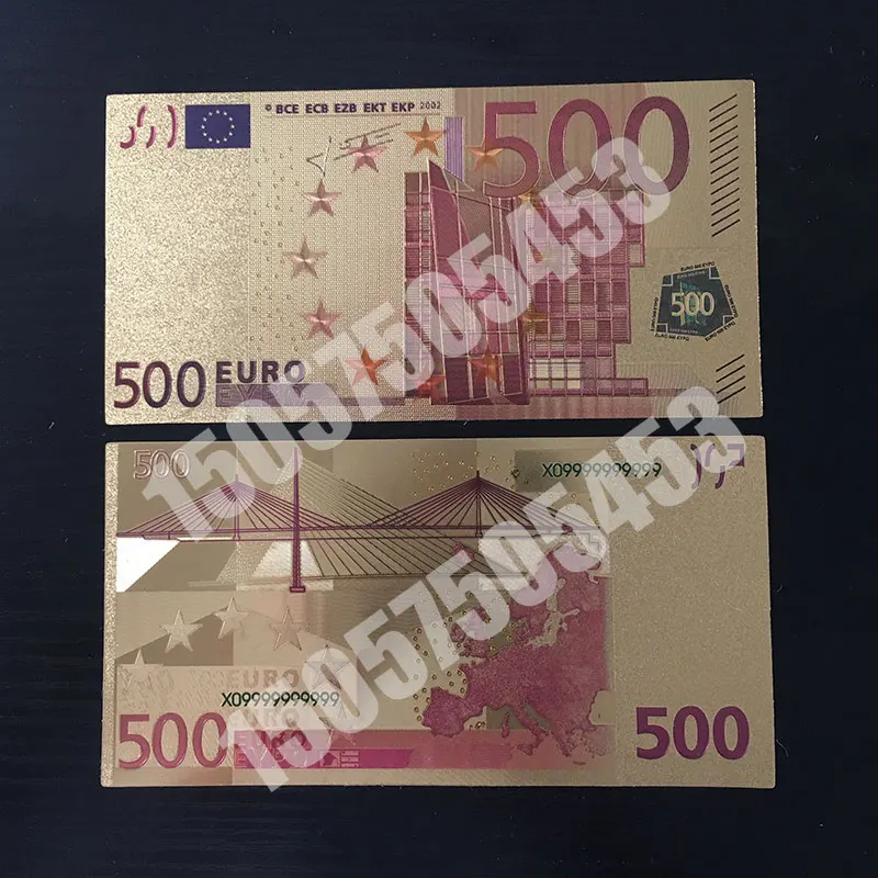 1 шт. цветные европейские банкноты 5 10 20 50 100 200 500 евро золотые 24 к золотая фольга