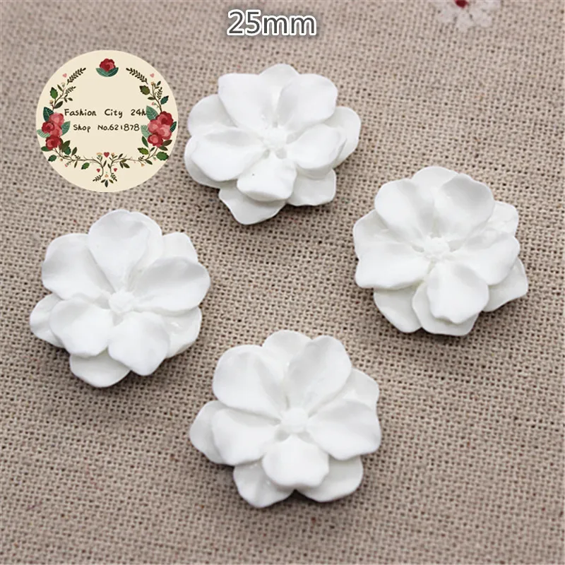 

10pcs 25mm New Arrival White Resin Flower Flatback Cabochon Art Supply DIY Decorative Craft Scrapbooking