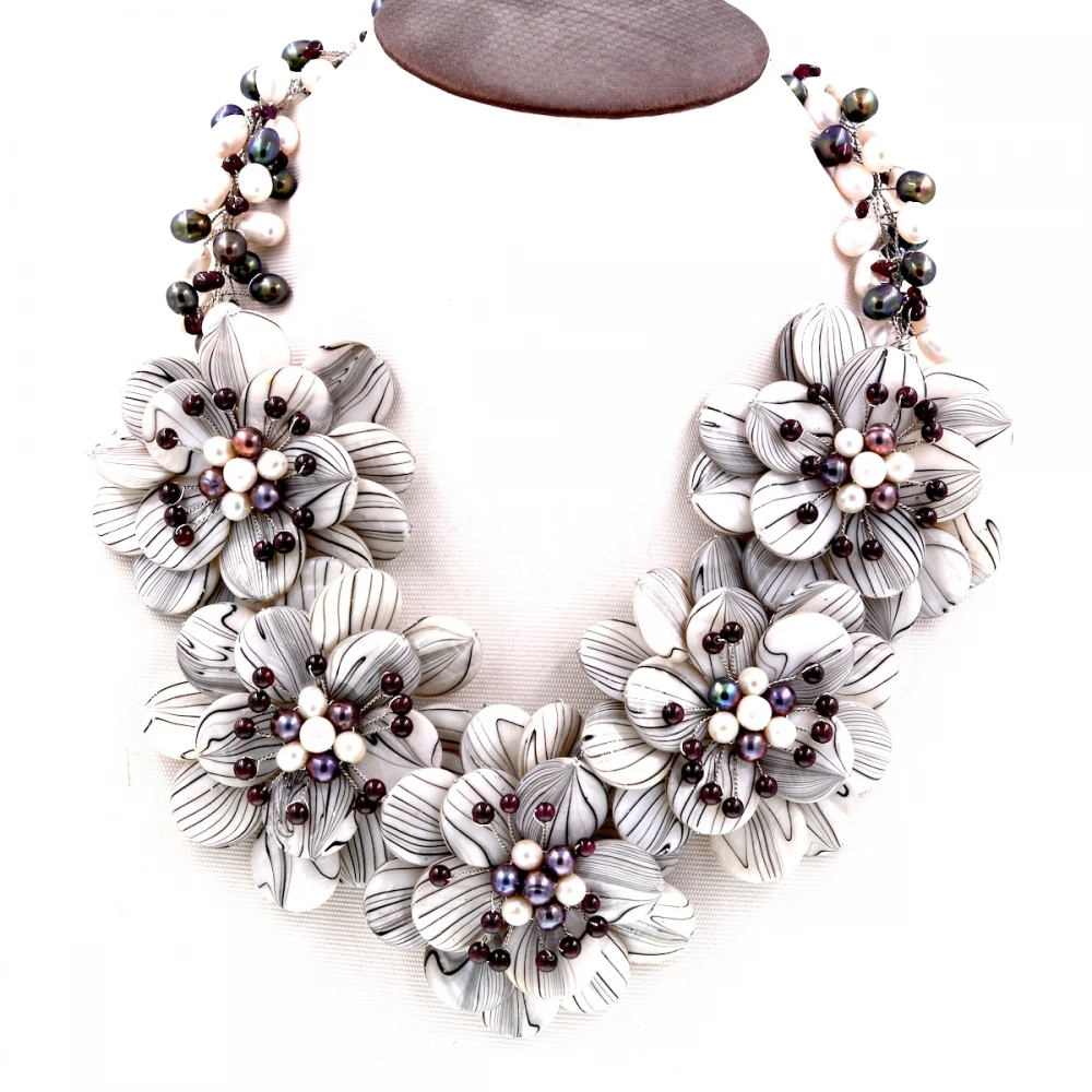 2017 Europe zebra-stripe mother of pearl shell Freshwater pearls wrap chokers necklace Jewelry Hot Sell 2017 Europe zebra-stripe mother of pearl shell Freshwater pearls wrap chokers necklace Jewelry Hot Sell